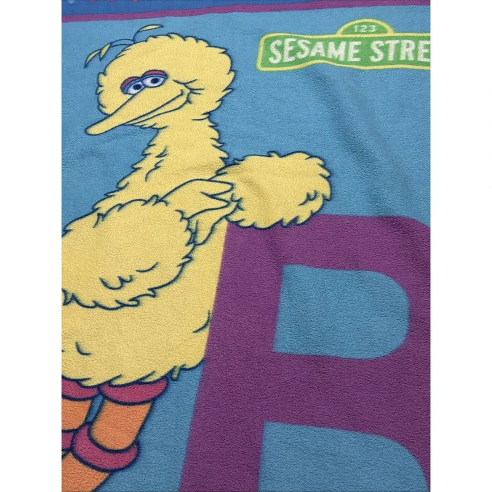 Vintage 2003 Sesame Street Big Bird Alphabet Fleece Blanket 50x59